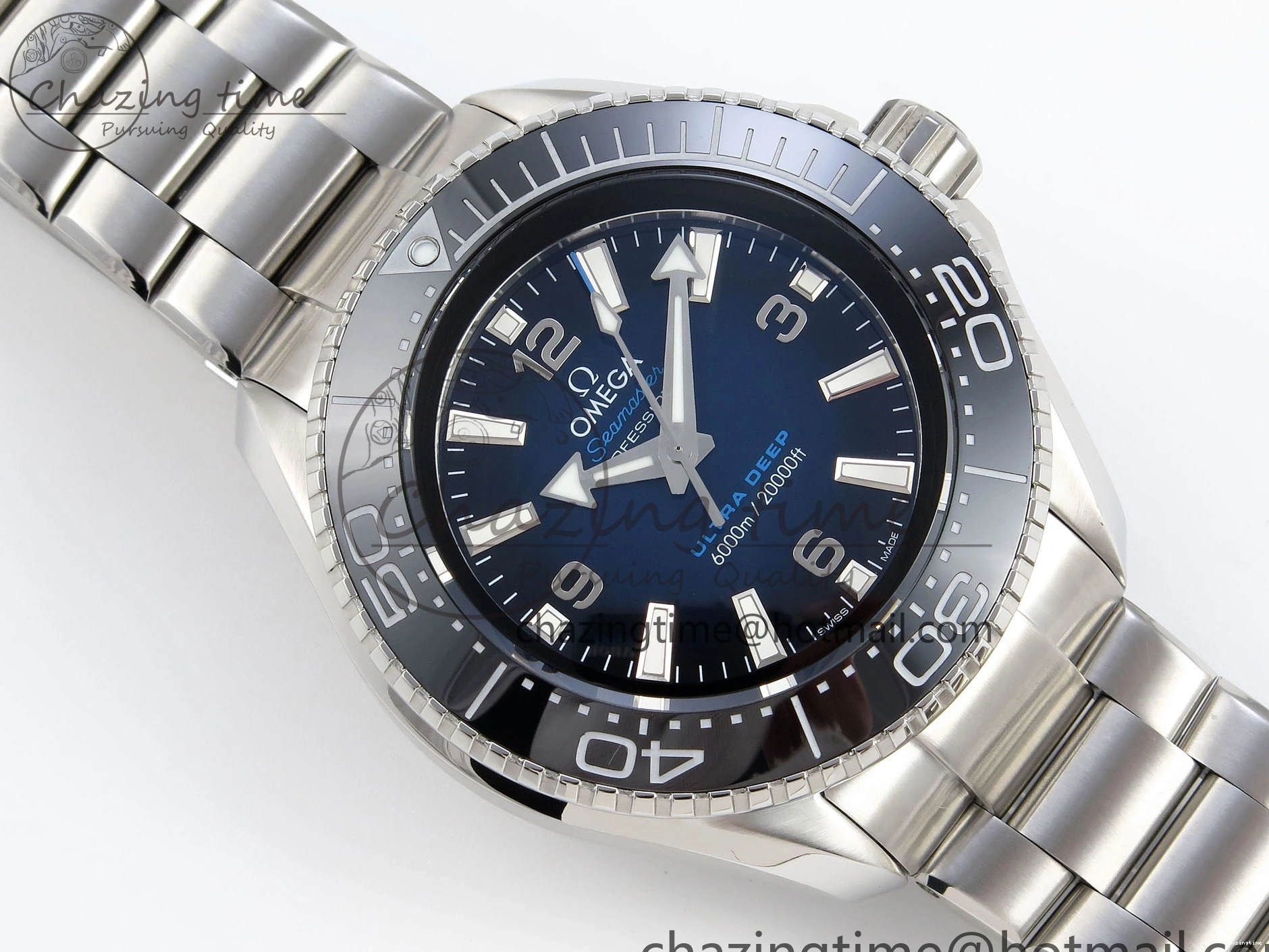 0506 EasyCare SEAMASTER PLANET OCEAN 6000M ULTRA DEEP 45.5MM SS TF 1:1 BEST EDITION BLUE DIAL BLACK BEZEL ON SS BRACELET A 7760